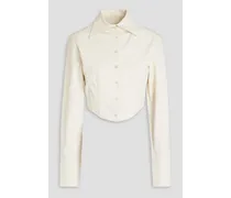 Cropped stretch-cotton twill shirt - White