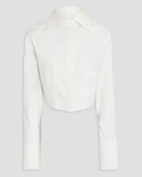 Anna Quan Cropped stretch-cotton poplin shirt - White White