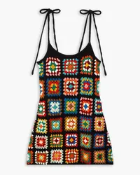 Alanui Positive Vibes crocheted cotton mini dress - Multicolor Multicolor