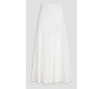 Floral-print cotton midi skirt - White