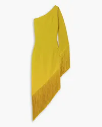 Taller Marmo Aventador one-sleeve asymmetric fringed crepe dress - Yellow Yellow