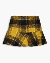 RED Valentino Skirt-effect checked brushed wool-blend felt shorts - Yellow Yellow