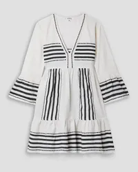 lemlem Eshe fringed striped cotton-blend mini dress - White White