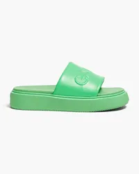 Ganni Embossed faux leather platform slides - Green Green