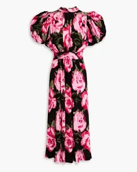 ROTATE Birger Christensen Open-back floral-print jacquard midi dress - Pink Pink