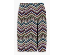 Metallic crochet-knit wool-blend skirt - Brown