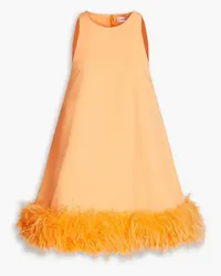 Ronny Kobo Fallon feather-trimmed crepe mini dress - Orange Orange