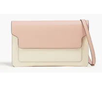 Color-block textured-leather envelope clutch - Pink