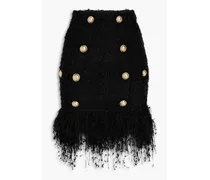 Balmain Embellished frayed tweed mini skirt - Black Black