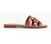Bay embellished leather slides - Brown