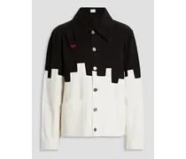 Alice Olivia - Fran embroidered two-tone denim jacket - White