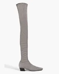 by FAR Colette stretch-faux suede over-the-knee boots - Gray Gray