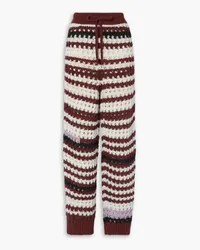 Marni Striped crochet-knit straight-leg pants - Burgundy Burgundy