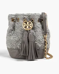 Tory Burch Bouclé and leather bucket bag - Gray Gray