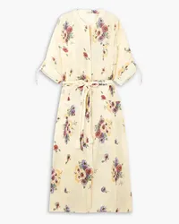 Miguelina Guayabera belted printed linen coverup - Yellow Yellow