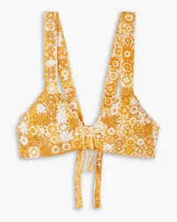 Miguelina Aline crocheted cotton bikini top - Yellow Yellow