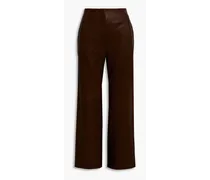 Dova leather wide-leg pants - Brown