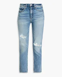 Rag & Bone Wren cropped distressed high-rise slim-leg jeans - Blue Blue