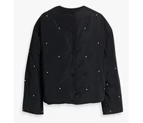 Faux pearl-embellished quilted shell jacket - Black