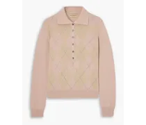 Argyle cashmere polo sweater - Pink