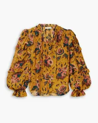 Ulla Johnson Miray ruffled floral-print silk-georgette blouse - Yellow Yellow