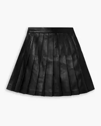 Balmain Pleated leather mini skirt - Black Black