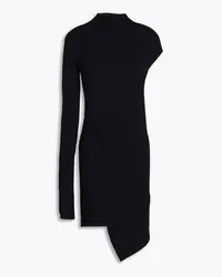 Balenciaga One-sleeve ribbed-knit mini dress - Black Black