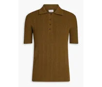 Elani ribbed cotton-blend polo shirt - Brown