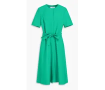 Belted wool-blend midi dress - Green