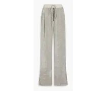 Zip-detailed crushed-velvet wide-leg pants - Gray