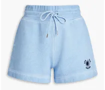 Gillis embroidered cotton-fleece shorts - Blue