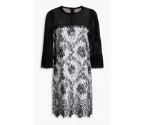 Paneled Chantilly lace mini dress - Black