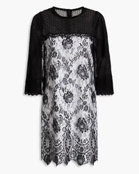 Andrew GN Paneled Chantilly lace mini dress - Black Black