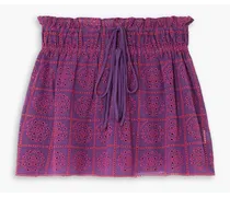 Broderie anglaise organic cotton mini skirt - Purple