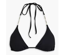 Mykonos embellished triangle bikini top - Black
