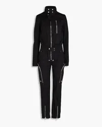 Rick Owens Leather-trimmed stretch-cotton jumpsuit - Black Black