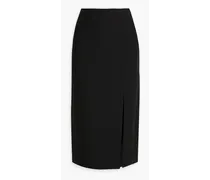 Wool and silk-blend crepe midi skirt - Black
