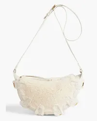 Altuzarra Play leather-trimmed shearling shoulder bag - White White