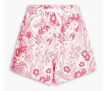 Floral-print French cotton-terry shorts - Purple