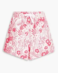 RED Valentino Floral-print French cotton-terry shorts - Purple Purple