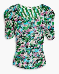 Diane von Furstenberg Ali reversible printed mesh top - Green Green