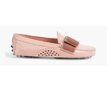 Gommino velvet-trimmed patent-leather loafers - Pink