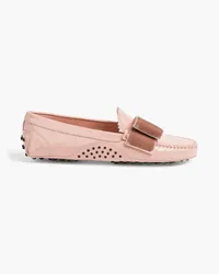 TOD'S Gommino velvet-trimmed patent-leather loafers - Pink Pink