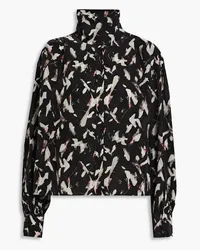 IRO Avila pleated printed crepe de chine blouse - Black Black