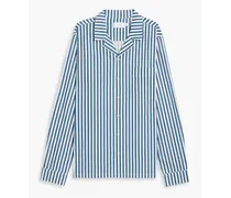 Striped cotton-poplin pajama shirt - Blue