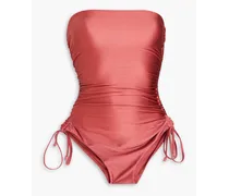 Ruched metallic bandeau swimsuit - Pink