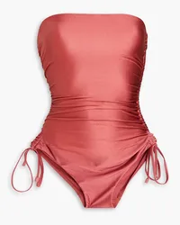 Zimmermann Ruched metallic bandeau swimsuit - Pink Pink