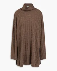 Totême Oversized cable-knit wool and cashmere-blend turtleneck sweater - Brown Brown