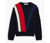 Striped wool and cashmere sweater - Blue