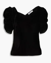 Frame Denim Ruched velvet top - Black Black